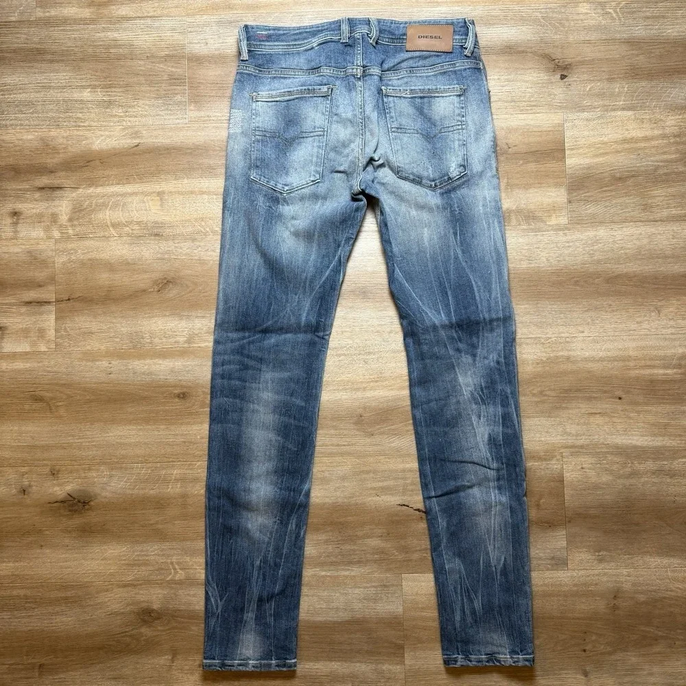 Diesel Sleenker‎ Jeans Men 30x30 Blue Slim Skinny Stretch Italy Whiskered 069DJ